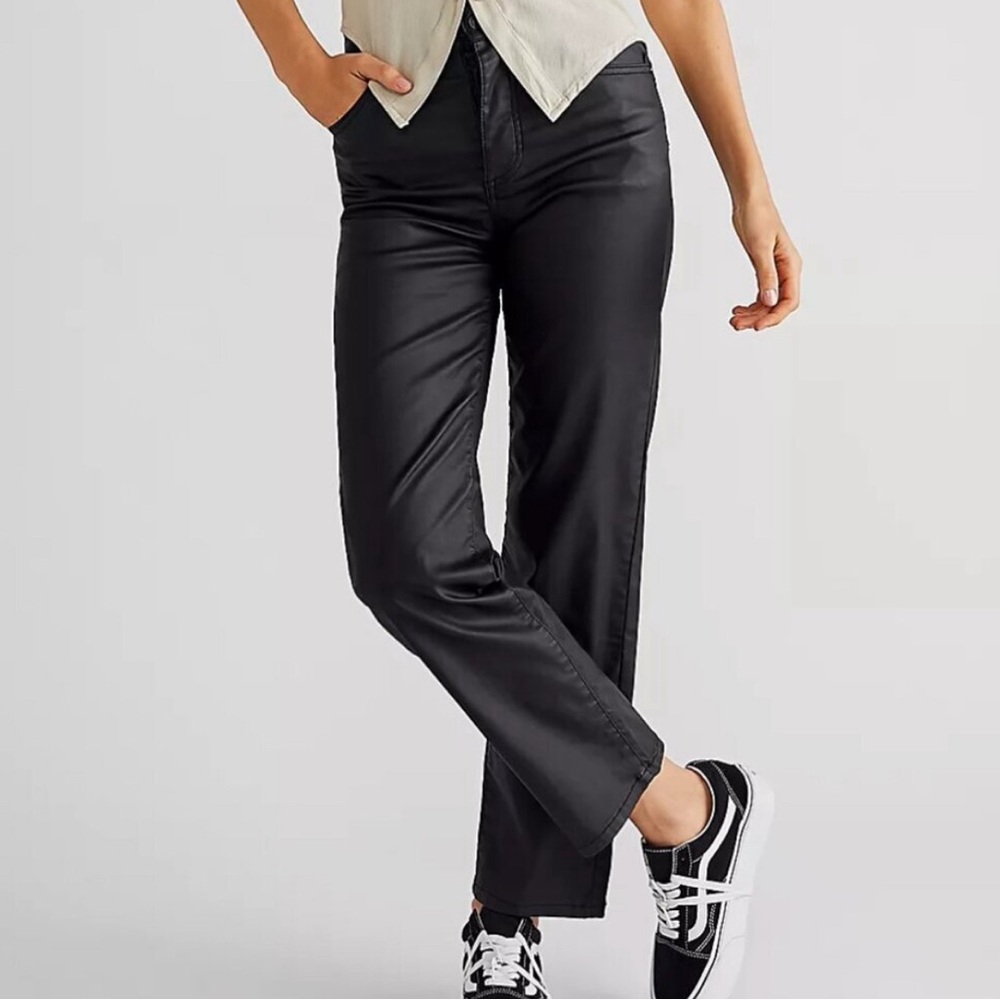 We The Free NWT Pacifica Coated Straight-Leg Faux Leather Pants Size 24